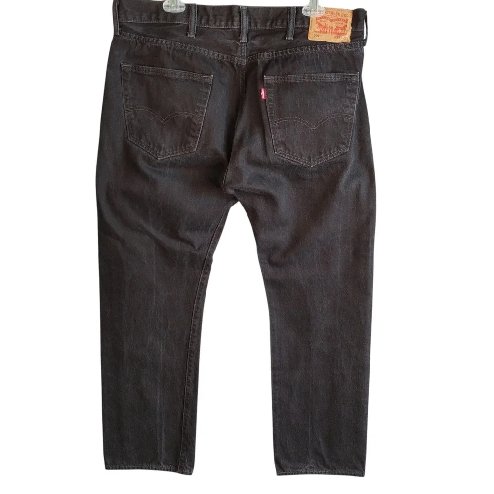 Levis 501 Jeans Mens 38x32 (Fits 38x30) Denim Straight Button Fly Black Charcoal